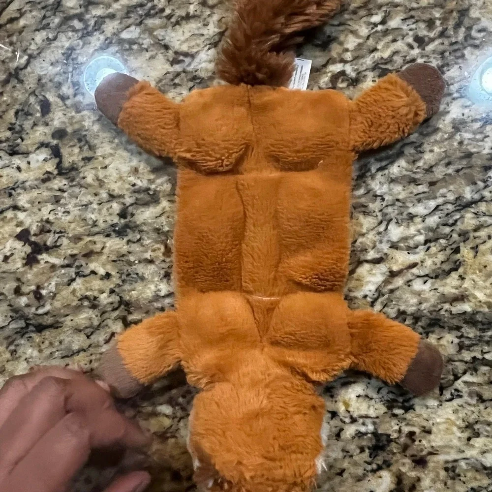 Fox Raccoon Squeaky Toy Flat Plush Woodland Animal No Stuffing